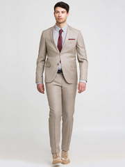 Однобортный, Двойка Свадебный костюм светло-серый без рисунка от Салон мужских костюмов Patrik Man 1
