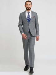 Однобортный, Двойка Свадебный костюм серый в клетку от Салон мужских костюмов Patrik Man 2