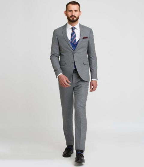 Однобортный, Двойка Свадебный костюм серый в клетку от Салон мужских костюмов Patrik Man 2