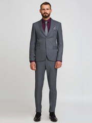Однобортный, Двойка Свадебный костюм серый без рисунка от Салон мужских костюмов Patrik Man 1
