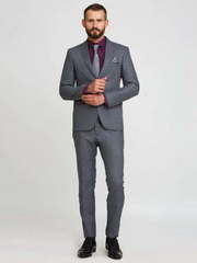 Однобортный, Двойка Свадебный костюм серый без рисунка от Салон мужских костюмов Patrik Man 2