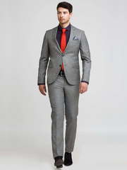 Однобортный, Двойка Свадебный костюм серый без рисунка от Салон мужских костюмов Patrik Man 1