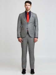 Однобортный, Двойка Свадебный костюм серый без рисунка от Салон мужских костюмов Patrik Man 2