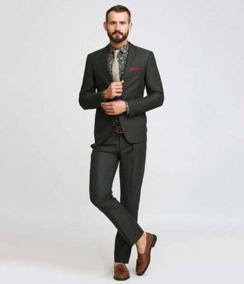 Однобортный, Двойка Свадебный костюм серый без рисунка от Салон мужских костюмов Patrik Man 3