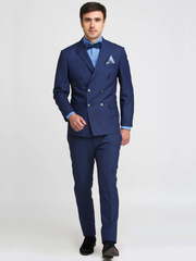 Двубортный, Двойка Свадебный костюм синий в клетку от Салон мужских костюмов Patrik Man 1