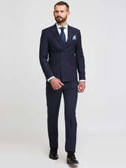 Двубортный, Двойка Свадебный костюм в полоску синий в полоску от Салон мужских костюмов Patrik Man 1
