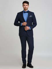 Однобортный, Двойка Свадебный костюм в полоску синий от Салон мужских костюмов Patrik Man 1