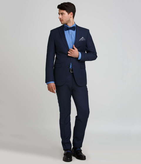 Однобортный, Двойка Свадебный костюм в полоску синий от Салон мужских костюмов Patrik Man 2