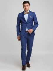Однобортный, Двойка Свадебный костюм синий в клетку от Салон мужских костюмов Patrik Man 2