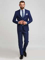 Однобортный, Двойка Свадебный костюм синий в клетку от Салон мужских костюмов Patrik Man 1