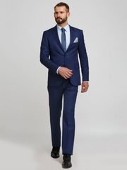 Однобортный, Двойка Свадебный костюм синий в клетку от Салон мужских костюмов Patrik Man 2