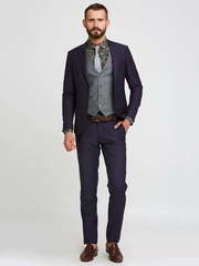 Однобортный, Тройка Свадебный костюм синий без рисунка от Салон мужских костюмов Patrik Man 1