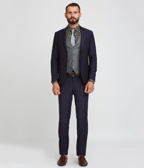 Однобортный, Тройка Свадебный костюм синий без рисунка от Салон мужских костюмов Patrik Man 2