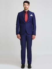 Однобортный, Двойка Свадебный костюм синий без рисунка от Салон мужских костюмов Patrik Man 1