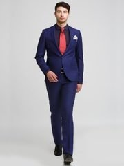 Однобортный, Двойка Свадебный костюм синий без рисунка от Салон мужских костюмов Patrik Man 2
