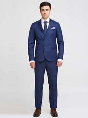 Двубортный, Двойка Свадебный костюм синий без рисунка от Салон мужских костюмов Patrik Man 1