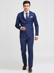 Двубортный, Двойка Свадебный костюм синий без рисунка от Салон мужских костюмов Patrik Man 2