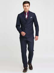 Двубортный, Двойка Свадебный костюм темно-синий в клетку от Салон мужских костюмов Patrik Man 1