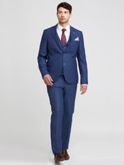 Однобортный, Тройка Свадебный костюм-тройка синий в полоску от Салон мужских костюмов Patrik Man 2