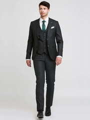 Однобортный, Тройка Свадебный костюм-тройка черный в полоску от Салон мужских костюмов Patrik Man 1