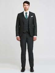 Однобортный, Тройка Свадебный костюм-тройка черный в полоску от Салон мужских костюмов Patrik Man 2