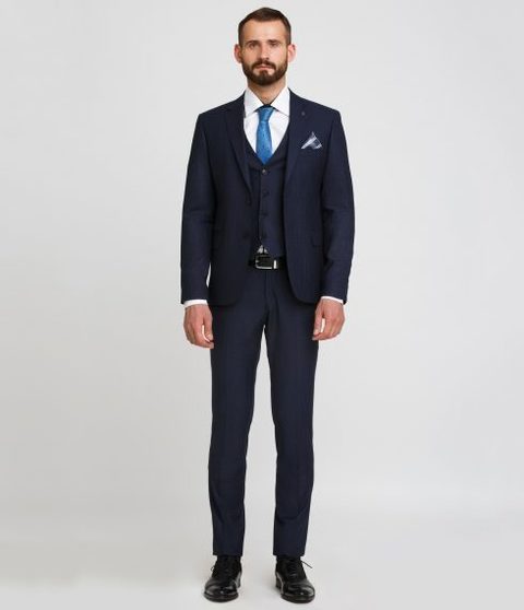 Однобортный, Тройка Свадебный костюм-тройка черный в клетку от Салон мужских костюмов Patrik Man 2