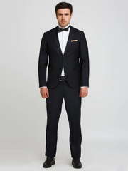Однобортный, Двойка Свадебный костюм черный без рисунка от Салон мужских костюмов Patrik Man 1