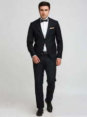 Однобортный, Двойка Свадебный костюм черный без рисунка от Салон мужских костюмов Patrik Man 2