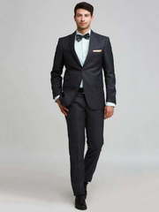 Однобортный, Двойка Свадебный костюм черный без рисунка от Салон мужских костюмов Patrik Man 2
