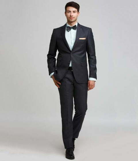 Однобортный, Двойка Свадебный костюм черный без рисунка от Салон мужских костюмов Patrik Man 2