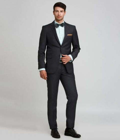 Однобортный, Двойка Свадебный костюм черный без рисунка от Салон мужских костюмов Patrik Man 3