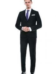 Однобортный, Двойка Свадебный костюм темно-синий без рисунка от Салон мужских костюмов Patrik Man 2