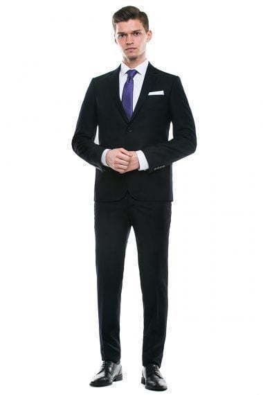 Однобортный, Двойка Свадебный костюм темно-синий без рисунка от Салон мужских костюмов Patrik Man 2
