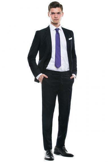 Однобортный, Двойка Свадебный костюм темно-синий без рисунка от Салон мужских костюмов Patrik Man 4