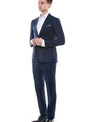 Однобортный, Двойка Свадебный костюм темно-синий в клетку от Салон мужских костюмов Patrik Man 1