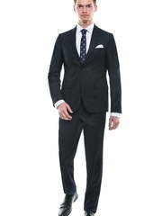 Однобортный, Двойка Свадебный костюм темно-синий в полоску от Салон мужских костюмов Patrik Man 1