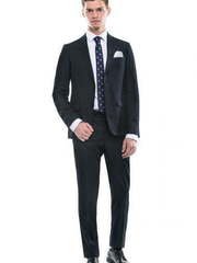 Однобортный, Двойка Свадебный костюм темно-синий в полоску от Салон мужских костюмов Patrik Man 2