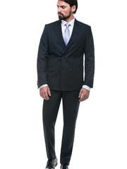 Двубортный, Двойка Свадебный костюм темно-синий в полоску от Салон мужских костюмов Patrik Man 1