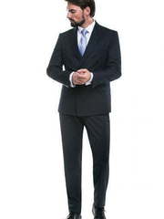 Двубортный, Двойка Свадебный костюм темно-синий в полоску от Салон мужских костюмов Patrik Man 2