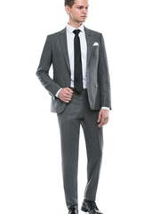 Однобортный, Двойка Свадебный костюм светло-серый без рисунка от Салон мужских костюмов Patrik Man 1