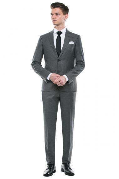 Однобортный, Двойка Свадебный костюм светло-серый без рисунка от Салон мужских костюмов Patrik Man 2