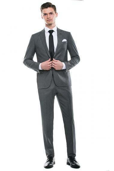 Однобортный, Двойка Свадебный костюм светло-серый без рисунка от Салон мужских костюмов Patrik Man 3