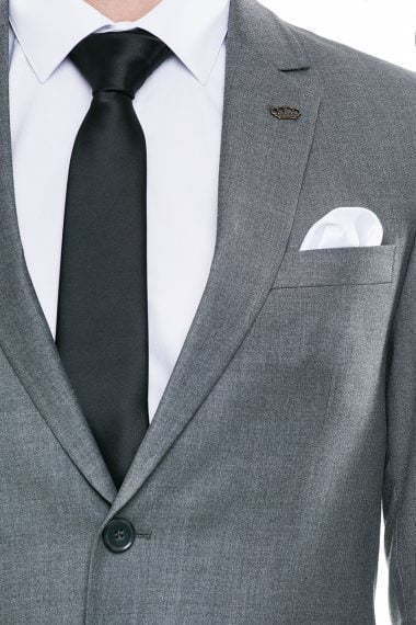 Однобортный, Двойка Свадебный костюм светло-серый без рисунка от Салон мужских костюмов Patrik Man 4