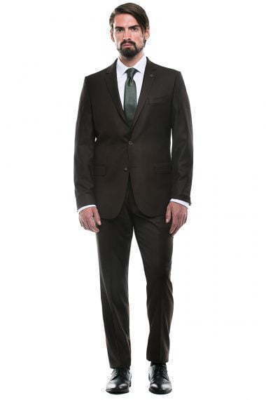 Однобортный, Двойка Свадебный костюм темно-коричневый без рисунка от Салон мужских костюмов Patrik Man 2