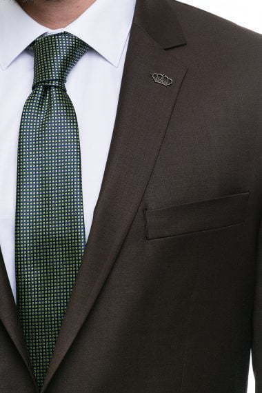 Однобортный, Двойка Свадебный костюм темно-коричневый без рисунка от Салон мужских костюмов Patrik Man 4