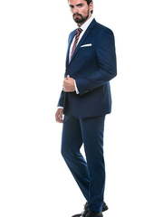 Однобортный, Двойка Свадебный костюм темно-синий без рисунка от Салон мужских костюмов Patrik Man 1