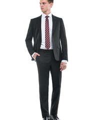 Однобортный, Двойка Свадебный костюм черный без рисунка от Салон мужских костюмов Patrik Man 1