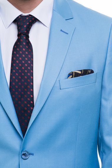 Однобортный, Двойка Свадебный костюм светло-синий без рисунка от Салон мужских костюмов Patrik Man 3