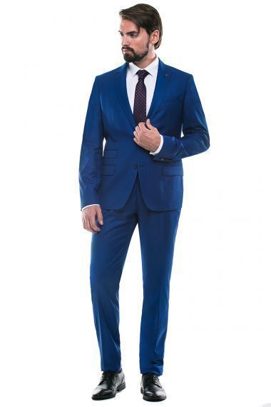 Однобортный, Двойка Свадебный костюм светло-синий без рисунка от Салон мужских костюмов Patrik Man 2