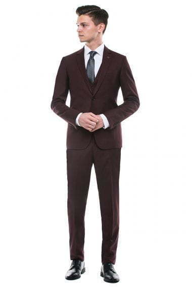 Однобортный, Двойка Свадебный костюм бордовый без рисунка от Салон мужских костюмов Patrik Man 2